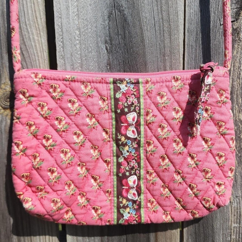 Vintage 90s Vera Bradley Coquette Pink Floral Quilted Cute Mini Crossbody Bag